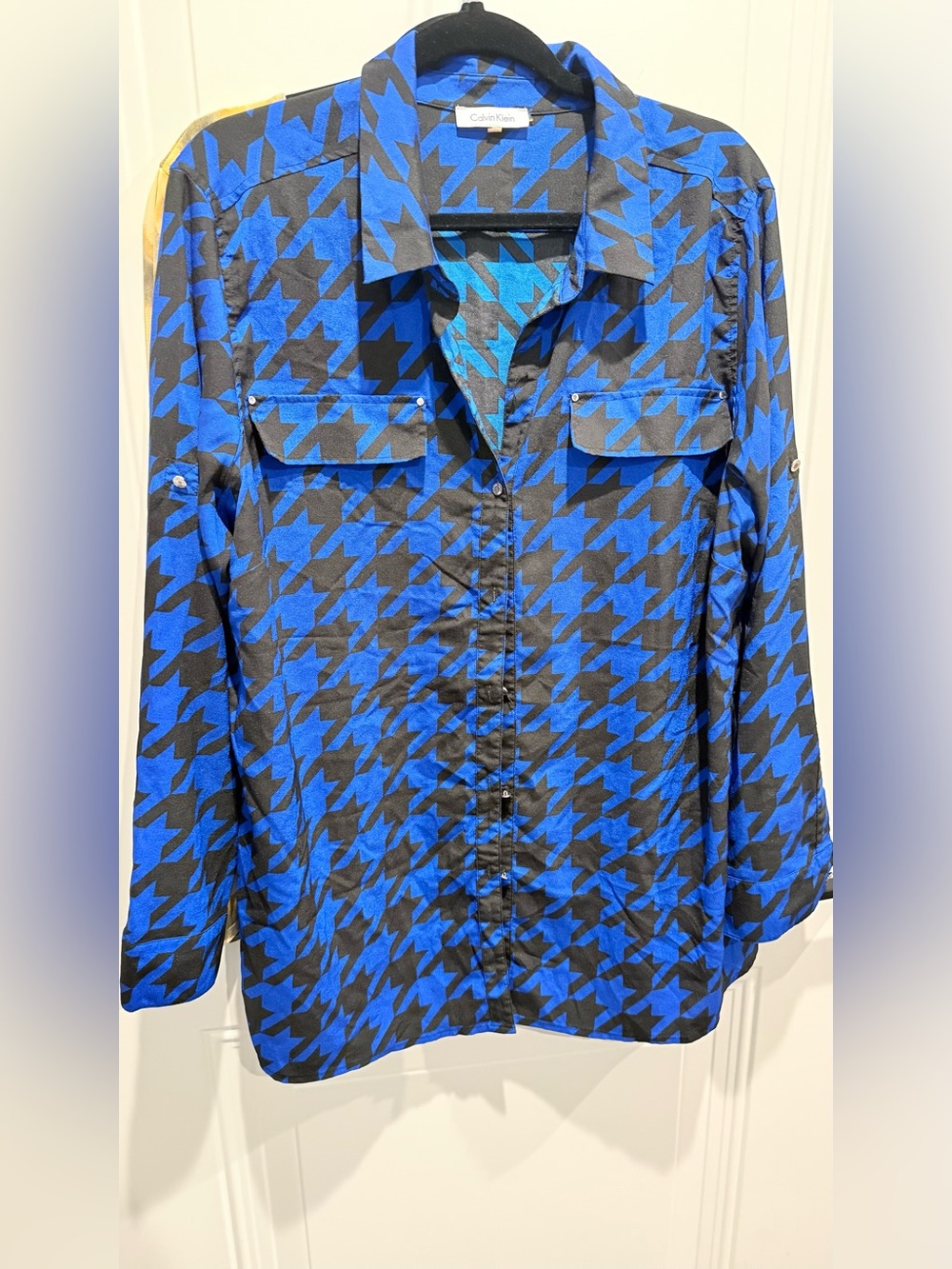 Calvin Klein Black & Blue Houndstooth Button-Down Shirt